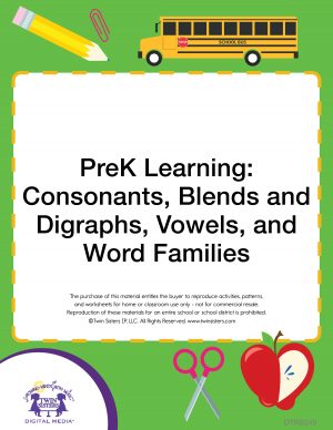Image representing cover art for PreK Learning: Consonants, Blends and Digraphs, Vowels, and Word Families